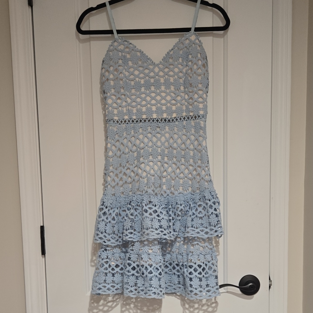 Hello Molly Light Blue Crochet Dress